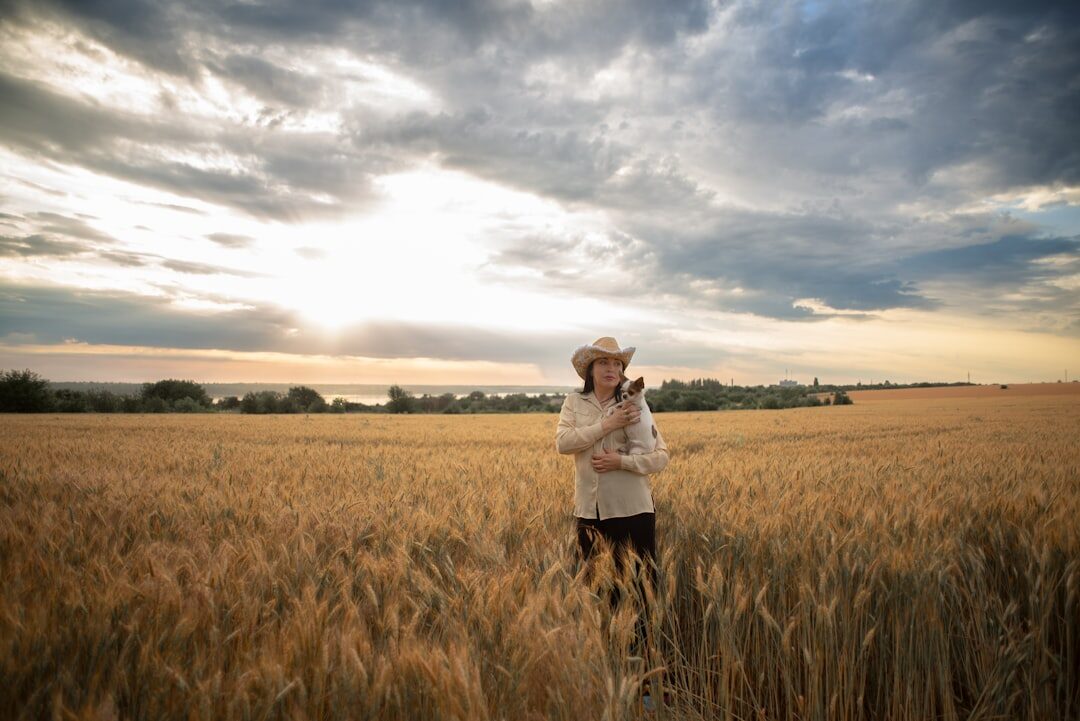 farmer using mobile app in field